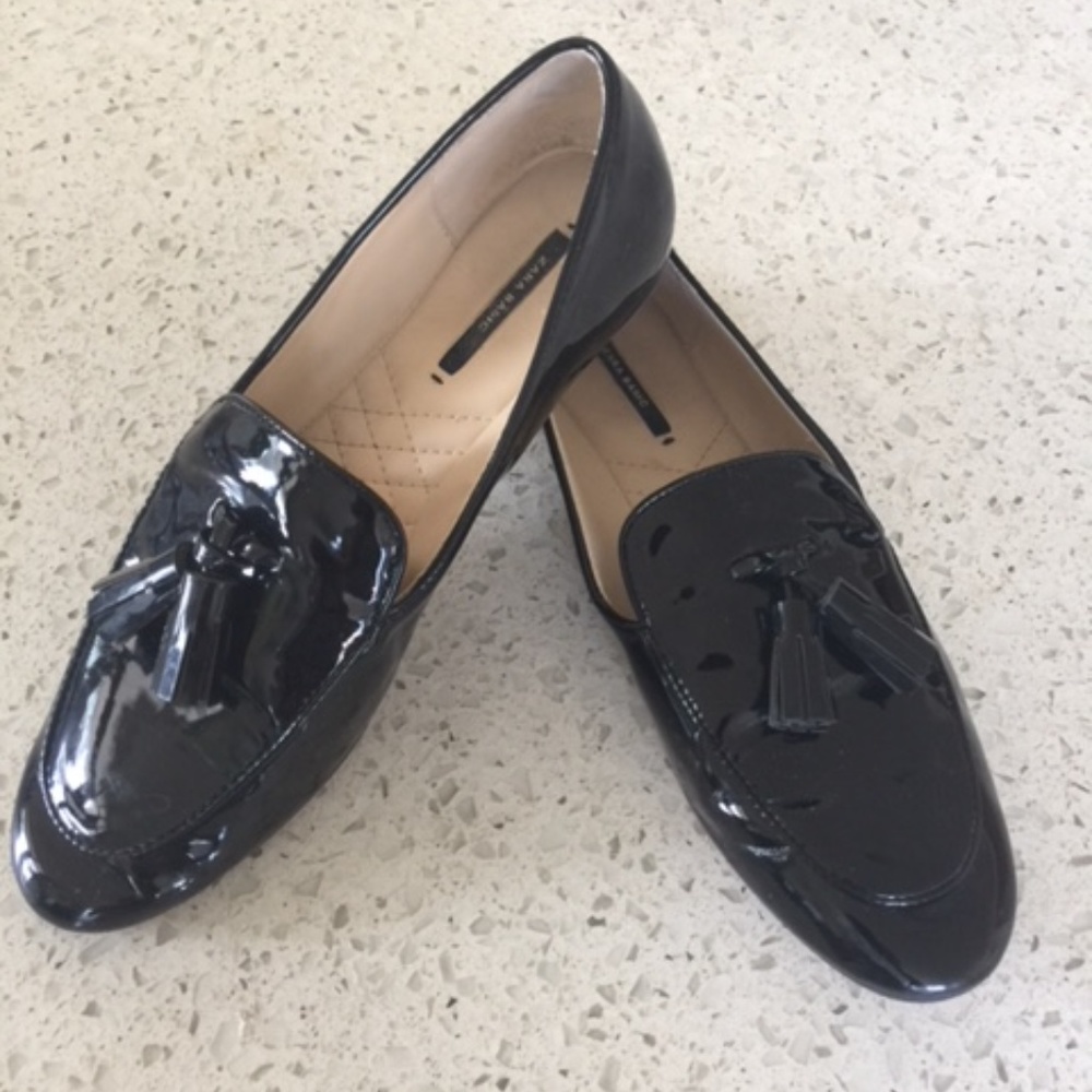 Zara vegan patent leather loafer with tassels